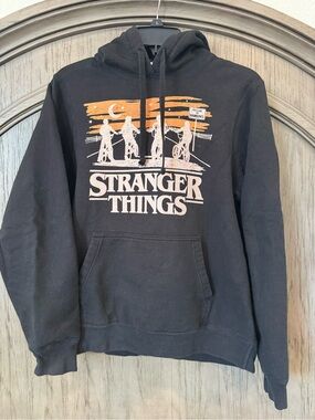Netflix Stranger Things Black Hoodie with Orange & White Graphic